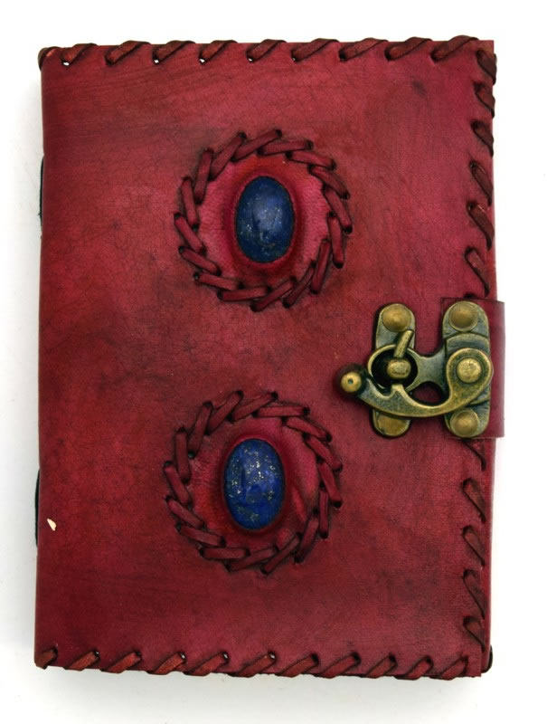 2 Lapis Stone Embossed and Stitched Leather Journal